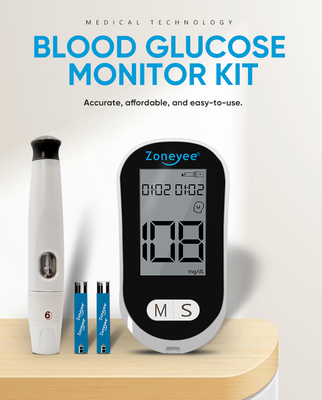 Handhold Easy Operation Large Font Diabetes Monitor Blood Sugar Glucometer